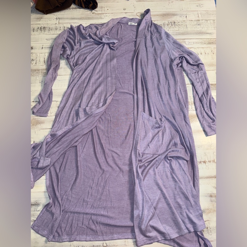 Soft Lavender Open Front Cardigan
